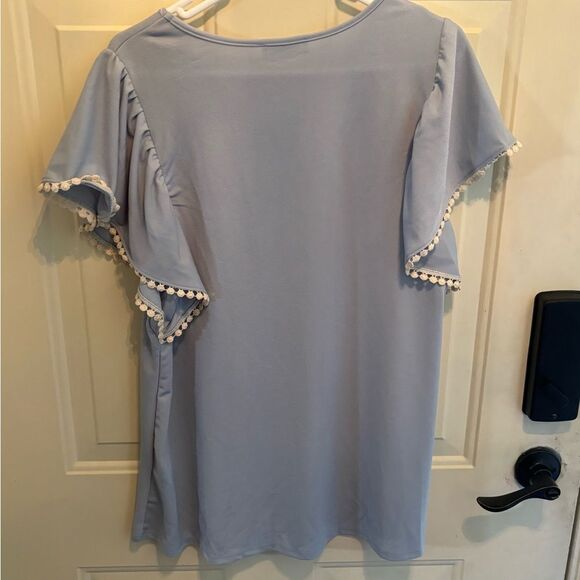 Anthropologie You & Me Light Blue Blouse with Delicate Trim - Picture 4 of 4